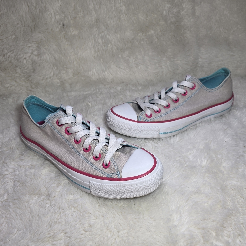 Converse Chuck Taylor Multi Tongue Low Top Gray Pink Blue Sneaker Women 7 Men 5